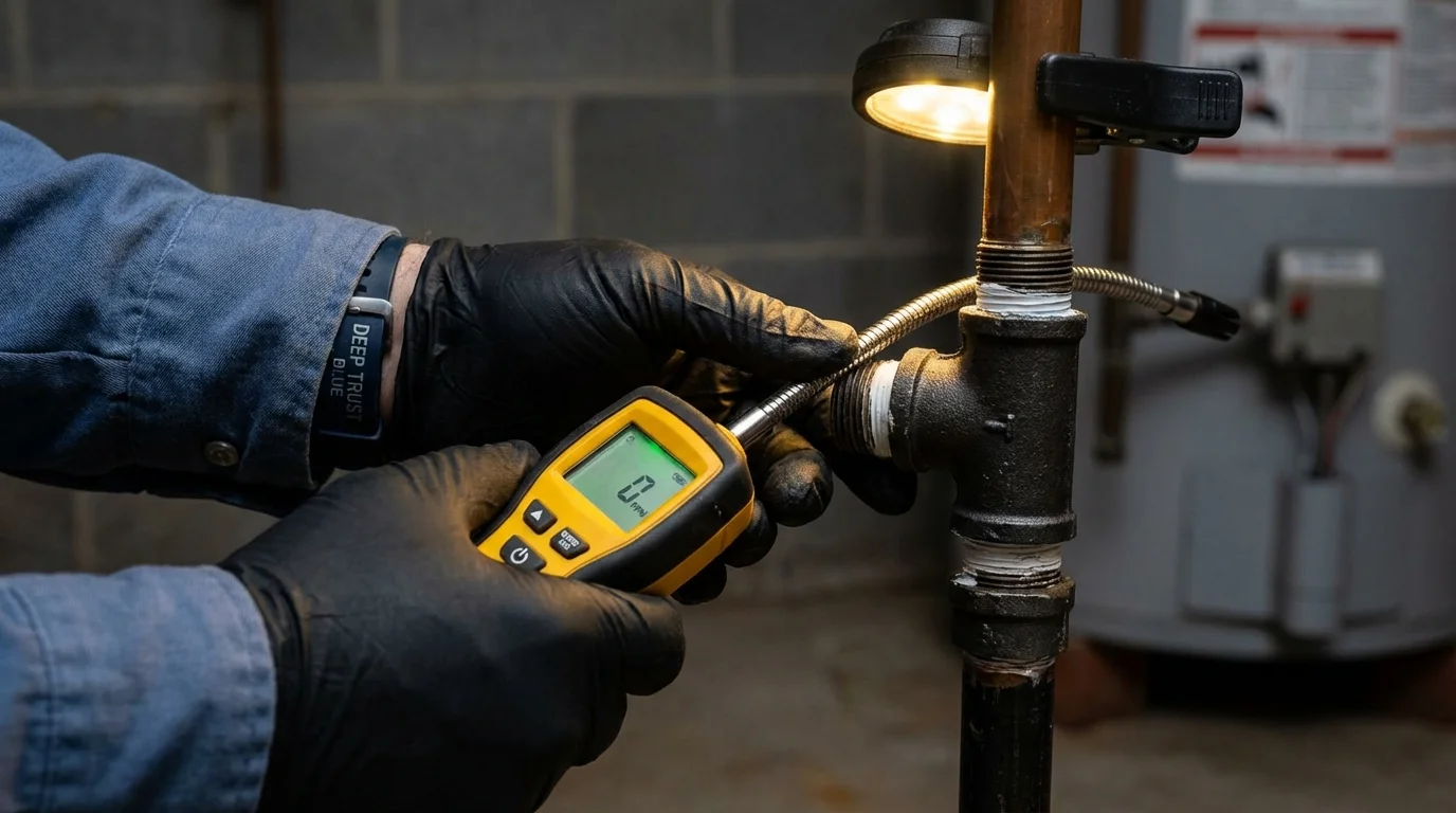Gas leak detection with electronic sniffer by Johns Plumbing LLC in Lajas